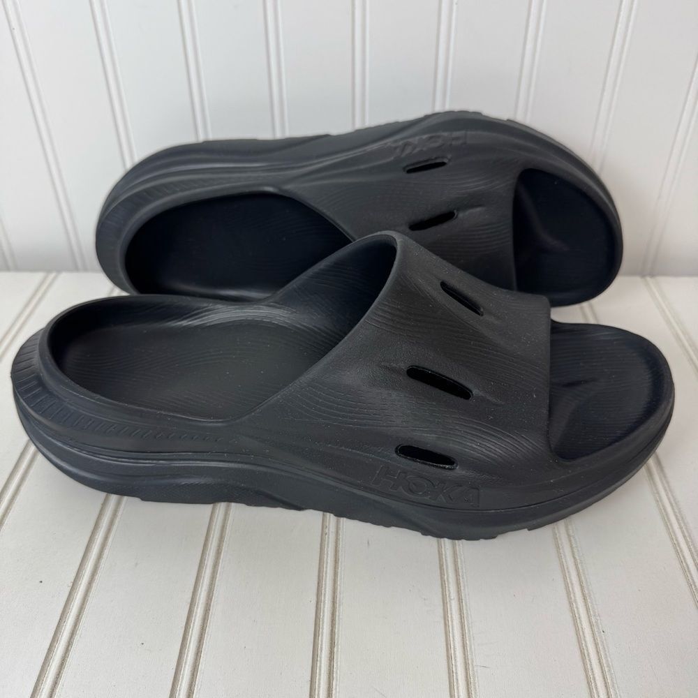 Hoka Black Sandals with Contoured Footbed and Ventilation